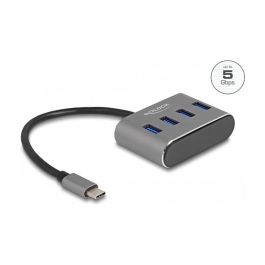 DeLOCK Concentrador USB 3.2 Gen 1 de 4 Puertos con Conector USB Type-C - Hub USB 5 Gbps, Puertos Tipo-A Superiores, 20 cm Cable, Negro Metal Precio: 41.50000041. SKU: B1CMNDLRGG