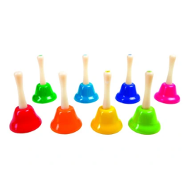 Amaya Campanita de Mano Pequeña Escala Diatónica - Set de 8 Unidades Colores Surtidos