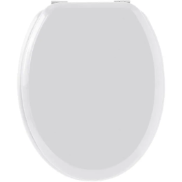 Gelco Tapa de inodoro blanco dulce en madera moldeada con acabado brillante y bisagras cromadas