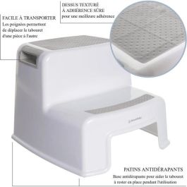 Dreambaby DRE9312742406875 Taburete con escalera 2 Up, Antideslizante y texturizado, hasta 80 kg para niños y adultos, Gris Dreambaby DRE9312742406875 Taburete con escalera 2 Up, Antideslizante y texturizado, hasta 80 kg para niños y adultos, Gris