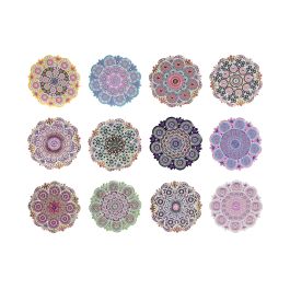 DKD Home Decor Posavasos Árabe de Dolomita y Corcho Multicolor Mandala 10.8 x 10.8 x 0.7 cm (72 Unidades)