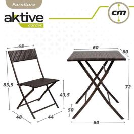 Conjunto de mesa cuadrada plegable (60x72 cm) + 2 sillas de ratán (44x83,5 cm) aktive Conjunto de mesa cuadrada plegable (60x72 cm) + 2 sillas de ratán (44x83,5 cm) aktive
