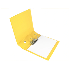 Liderpapel Archivador System Forrado Sin Rado Lomo 80mm Amarillo Compresor Metálico A4
