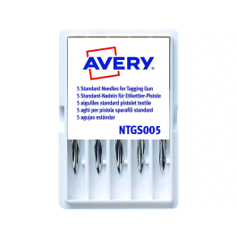 Avery TGS005 Repuesto Aguja Corta Estándar Base Plástico para Pistola de Navetes, Caja de 5 Unidades