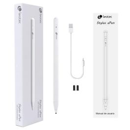 LEOTEC LESTP04W Lápiz Digital Stylus ePen Plus Compatible con Android iOS Windows con Punta Precisión 1.7mm y Carga USB-C Blanco