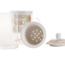 DKD Home Decor Taza para Infusiones Tradicional Porcelana y Cristal Verde Beige 300ml 8 x 14.5 x 12 cm (6 Unidades)