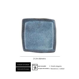 SUMMA Plato Llano Cuadrado IO 21x21 cm - Azul/Negro, Gres Vitrificado (6 Unidades) SUMMA Plato Llano Cuadrado IO 21x21 cm - Azul/Negro, Gres Vitrificado (6 Unidades)