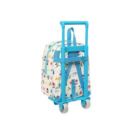 Mochila Escolar con Ruedas Baby Shark Surfing Azul Blanco 22 x 27 x 10 cm