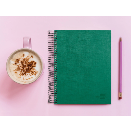 Liderpapel Cuaderno Espiral A5 Micro Papercoat Tapa Forrada 140 Hojas Cuadro 5mm Banda Verde