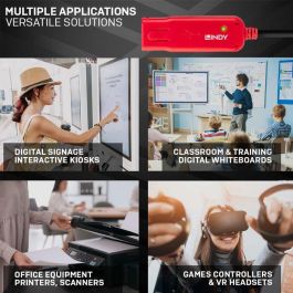 Lindy USB 2.0 Active Extension Pro Cable 12m - 480Mbps con Amplificador de Señal y Conectores de Bloqueo para Periféricos