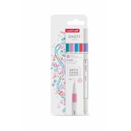 Uni-Ball Emott Rotuladores de Escritura y Dibujo, Estuche 5 Ud, Colores Dulces: Ultravioleta, Rosa Coral, Azul Claro, Rosa Claro, Verde Esmeralda