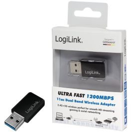 LogiLink WL0243 Adaptador USB 3.0 Wi-Fi AC Inalámbrico 1200Mbps Doble Banda (2.4GHz/5GHz) para PC/Laptop