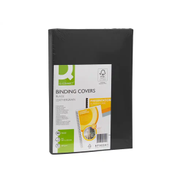 Q-connect Tapa Encuadernacion Carton Simil Piel DIN A4 Negro 250 gr Caja 100 Unidades