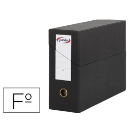 Pardo Caja Transferencia Folio Forrado Extra Doble Estuche Interior Tarjetero Lomo 80 mm Negra 390x270x115 mm