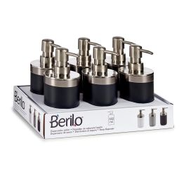 Berilo Dosificador Plateado Negro 350 ml 9x17x8 cm (Set de 12)