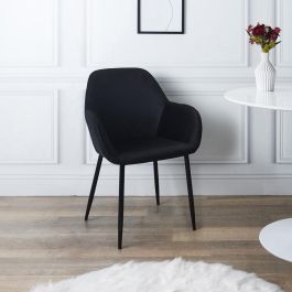 Home Deco Factory Butaca Giulia Negra - Estilo Escandinavo, Terciopelo y Patas de Metal, 59x55.7x85 cm