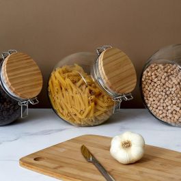 Cook Concept Bote Cristal 1,7 L con Tapa Madera Cierre Mecánico y Doble Base Ideal Cocina Decorativa