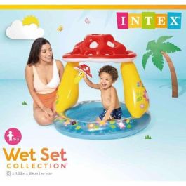 Intex Piscina Hinchable Ombrelle Champignon para Niños y Bebés, Diseño Champiñón con Parasol, 102x89 cm, Capacidad 45 Litros