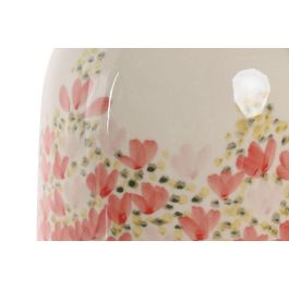 DKD Home Decor Jarrón Oriental de Cerámica Blanco Multicolor con Flores 16 x 23 x 16 cm (2 Unidades)