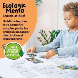GEOMAG GEO7640179640428 Juego de Memoria Memo Ecológico: Animales en Peligro de Extinción. Educativo para niños y familias.