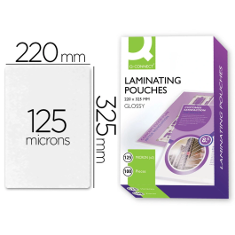 Q-connect Bolsa de plastificar 325 x 220 mm 125 mc Folio Caja de 100 Unidades