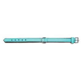 Gloria Collar para Perro de Piel Auténtica Acolchado Suave Triple Capa, Máxima Comodidad, 35 cm x 15 mm, Turquesa