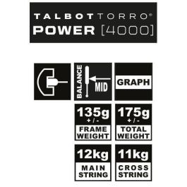 Talbot Torro TAL4015752510048 Raqueta de Squash Power 4000 Cabeza 480 cm² Perfil U Cordaje US 500 Marco 18,2mm/135g Peso 175g