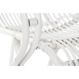 DKD Home Decor Butaca Balines Blanco Ratán Hecho a mano 85 x 85 x 75 cm