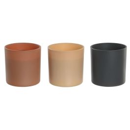 Vela Tropical DKD Home Decor Beige Gris 13 x 12 x 13 cm (3 Unidades)