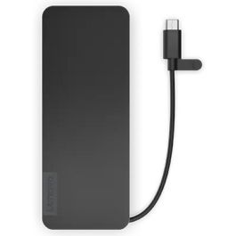 Lenovo USB-C Slim Travel Dock - Adaptador Portátil con Expansión de Puertos, Soporte para Pantallas de Alta Resolución y Carga Óptima