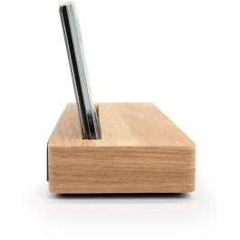 Thomson THO3499550389302 Reloj Despertador Estación Meteorológica Madera Oscura con Temperatura, Higrometría, Alarma Dual, USB-C y Sonda Inalámbrica