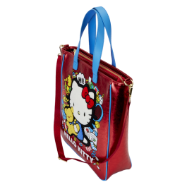 Loungefly Bolso y Monedero Hello Kitty 50 Aniversario Piel Vegana Metalizada Correa Ajustable