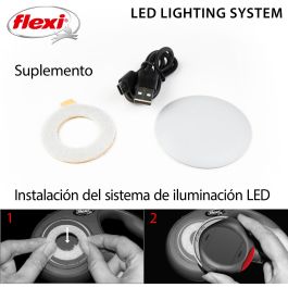 Flexi Sistema LED para Correas New Comfort, Classic y Black Design, Luz Delantera/Trasera Roja, Pilas Incluidas, Gris (Tallas S, M, L)