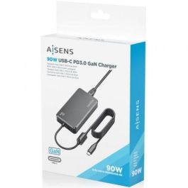 Aisens ASCH-1PD90D069-BK Cargador de Sobremesa GaN 90W PD3.0 1xUSB-C Negro con Cable 1.8M para Portátiles y Móviles