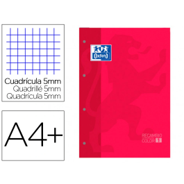 Oxford Recambio Color 1 Din A4+ 80 Hojas 90 Gr Cuadro 5 mm 4 Taladros Rojo Precio: 6.50000021. SKU: B1JEY43ED3