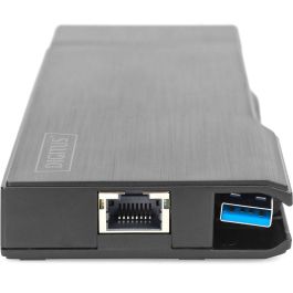 Digitus Docking Station Travel USB 3.0/3.2, HDMI/VGA, Lector SD/MicroSD, Ethernet, 4K, Color Negro