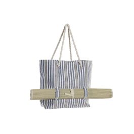 DKD Home Decor Bolso Atlantico de Poliester y Seagrass, Set de 2 Unidades en Rojo y Azul con Diseño Esterilla 16x36x50 cm