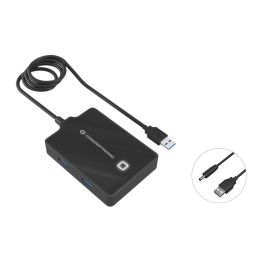 Conceptronic Hubbies11B Hub USB 3.0 de 4 Puertos, Alta Velocidad 5 Gb/s, Negro