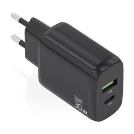 AISENS - CARGADOR GaN 30W, 1xUSB-C PD3.0 QC4.0, 1xUSB-A QC3.0, NEGRO Precio: 5.68999959. SKU: B17E9KZPD7