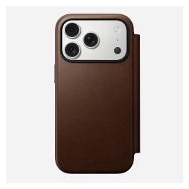 Nomad Modern Leather Folio para Apple iPhone 17 Pro - Funda con Cierre Magnético, 3 Bolsillos, Compatible con MagSafe y Carga Inalámbrica, Color Marrón