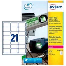 Avery etiquetas adhesivas permanentes 63,5x38,1mm láser 21 x 20h poliéster blanco Precio: 33.94999971. SKU: B1H32KCFGS