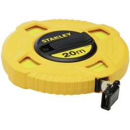 Stanley 0-34-296 Cinta Métrica Fibra Vidrio 20m x 12.5mm, Caja ABS Antideslizante, Manivela Plegable, Alta Visibilidad
