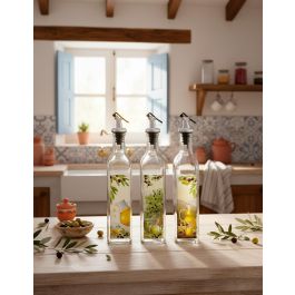 Inde Aceitera de vidrio con tapa ABS, 500 ml, ideal para aceite de oliva y vinagre, capacidad 500 ml (24 Unidades)