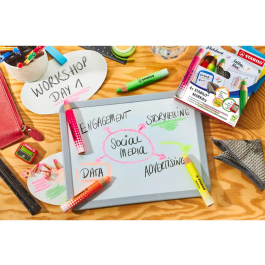 Stabilo Markdry Neon Pizarra Blanca 4 Colores + Sacapuntas