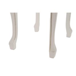 DKD Home Decor Mesita Auxiliar Tradicional Blanco Marron Paulownia Set de 3 40 x 60 x 66 cm