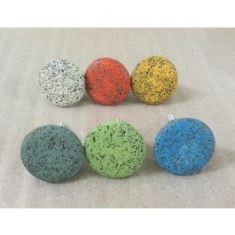 DKD Home Decor Pomo Scandi de Gres y Metal Verde Amarillo Surtido 4x4x2.5 cm (Pack 24 Unidades)