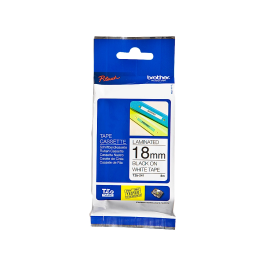 BROTHER Cinta laminada blanco/negro 18mm