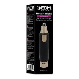 Edm Cortador de vello facial a pilas, sistema de cuchilla circular, funciona con 1xAA, fácil limpieza, negro/gris