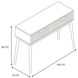 Klaus Consola con 2 Cajones de Almacenamiento - Mueble Recibidor Colección Natural, Madera MDF y Patas Pino 100x35x80 cm