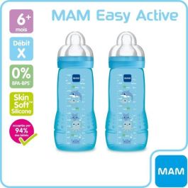 Biberón colorido MAM Easy Active 2nd Age - 330ml - a partir de 6 meses - Flow Teat X - Juego de 2 - Niño Biberón colorido MAM Easy Active 2nd Age - 330ml - a partir de 6 meses - Flow Teat X - Juego de 2 - Niño